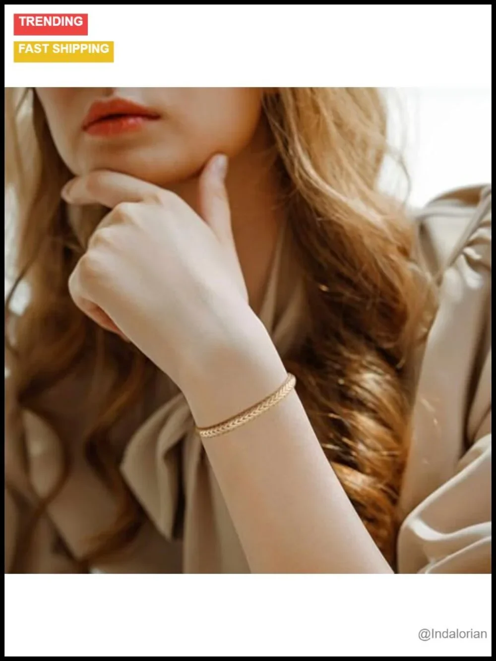 14K Gold Plated Foxtail Chain Bracelet Lobster Clasp Dainty Stackable